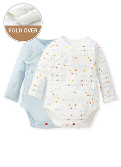 Geometry Newborn Cotton Long Sleeve Bodysuit 2 Pack, , hi-res