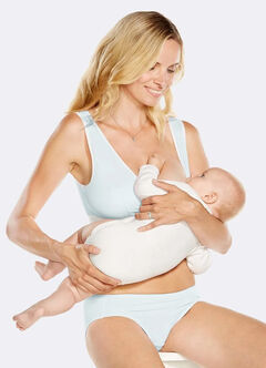 Antibacterial Crossover Sleeping & Nursing Bra With Cups, Light Blue, hi-res