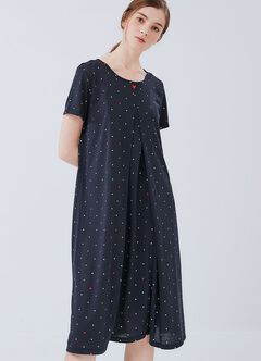 Mickey Dotty Maternity & Nursing Pyjama Dress, Navy, hi-res