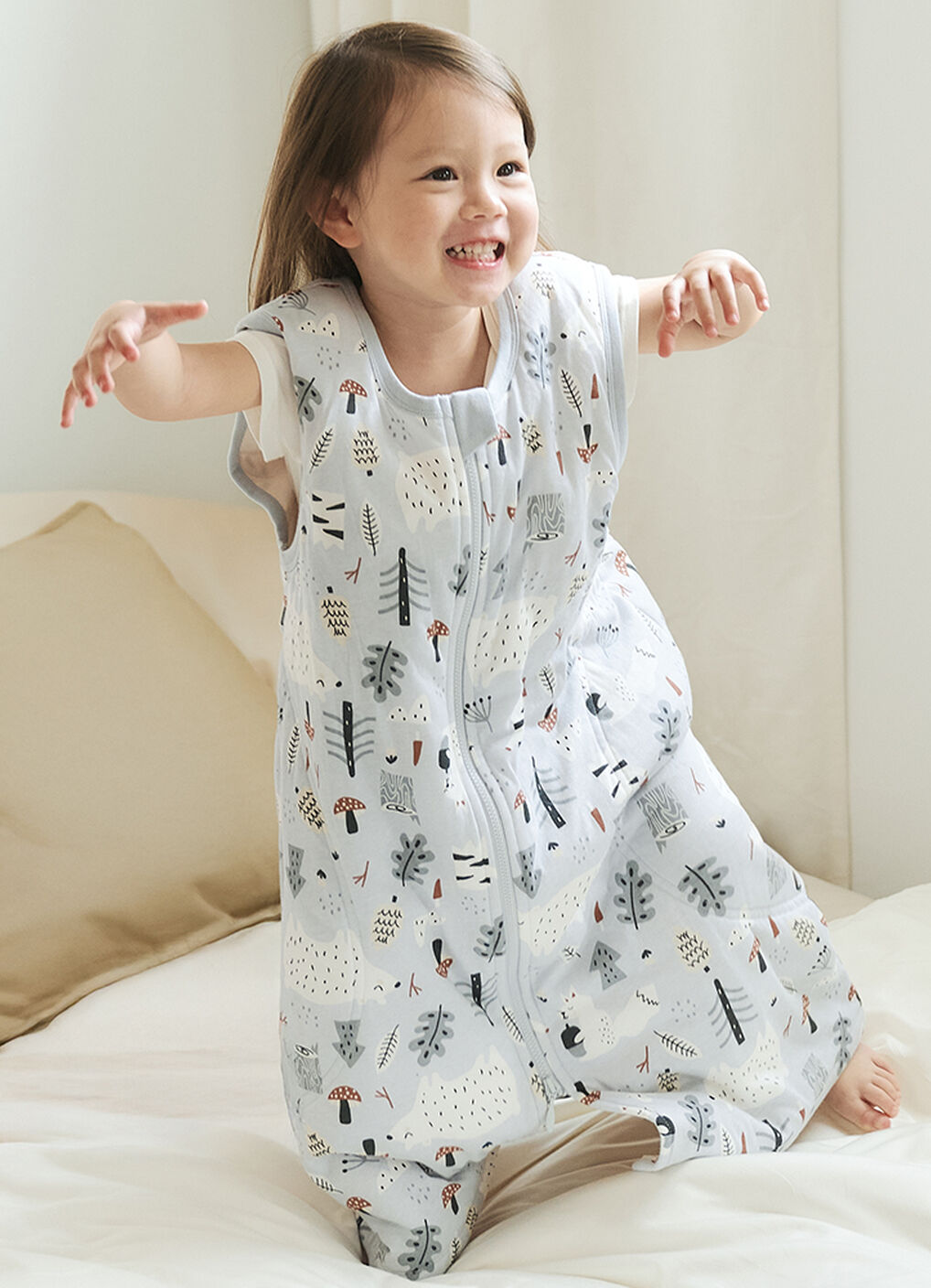 Lightweight Optimum Temp. Sleep Suit-Forest Family, , hi-res image number 1