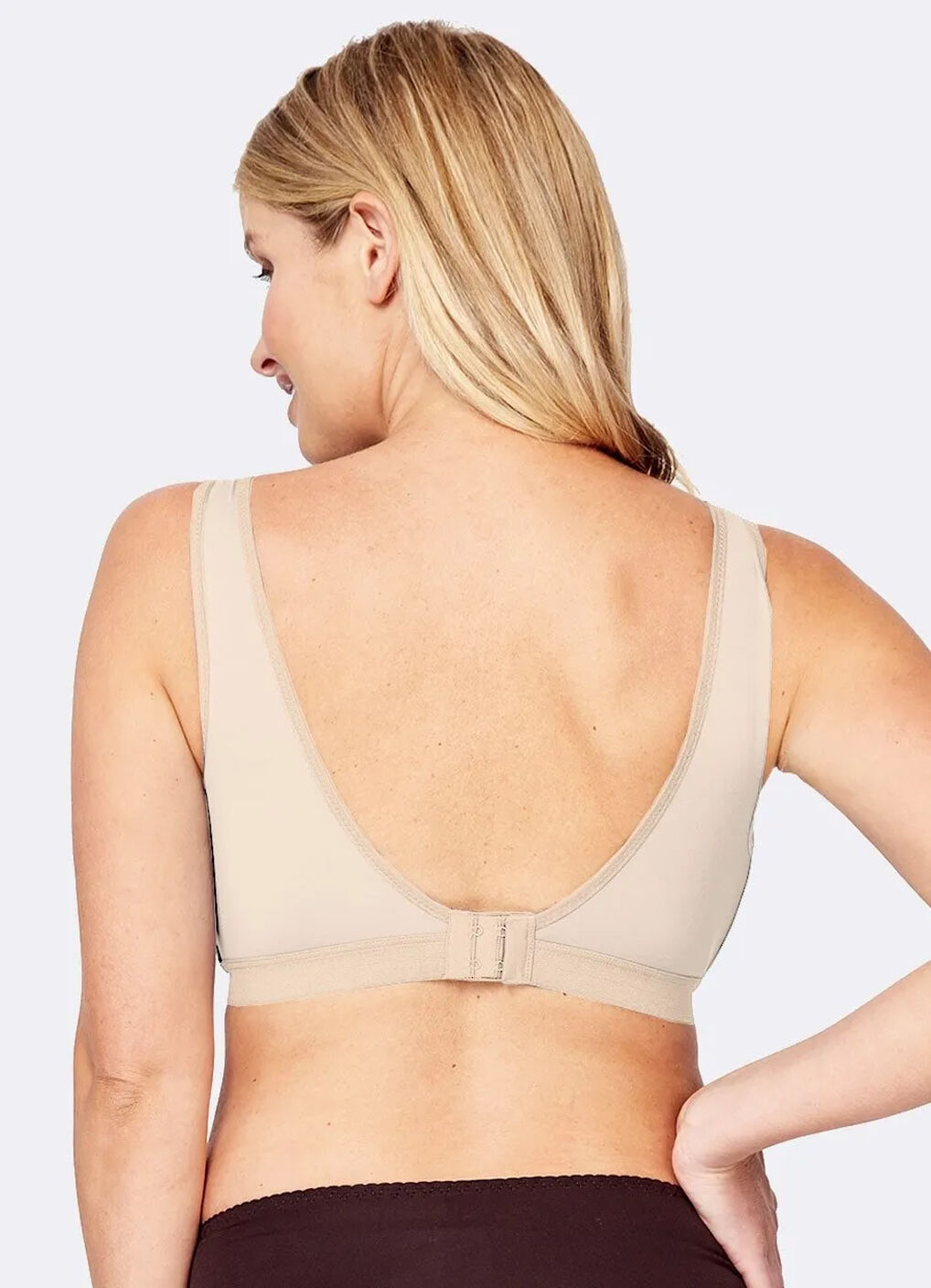 Antibacterial Crossover Sleeping & Nursing Bra With Cups, Nude, hi-res image number 3