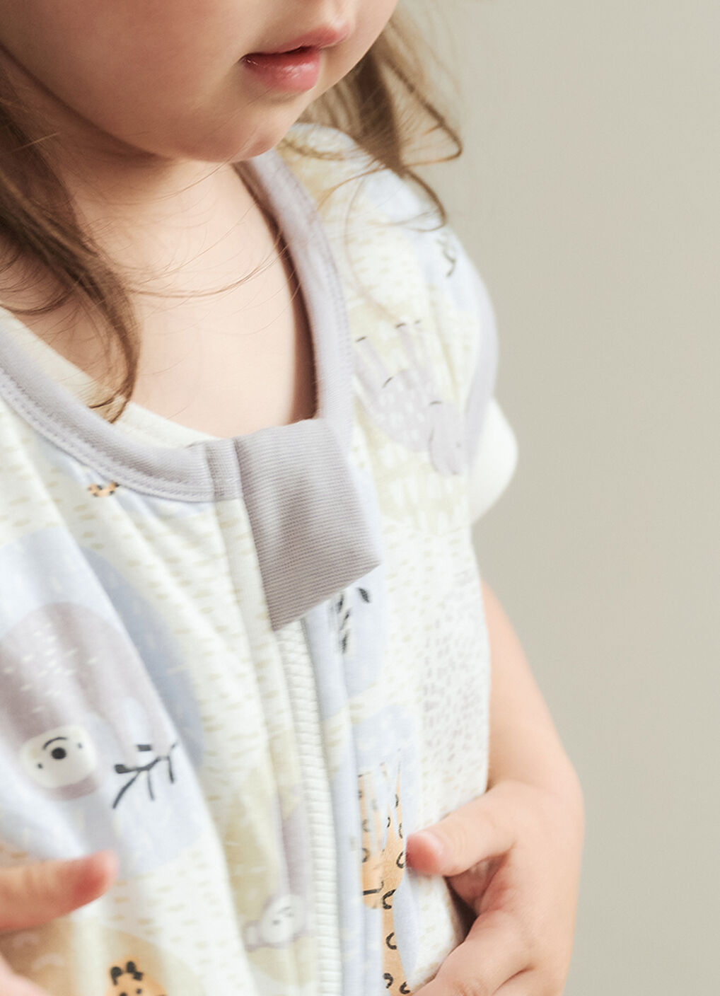 Lightweight Optimum Temp. Sleep Suit-Animal Bubbles, Grey, hi-res image number 2