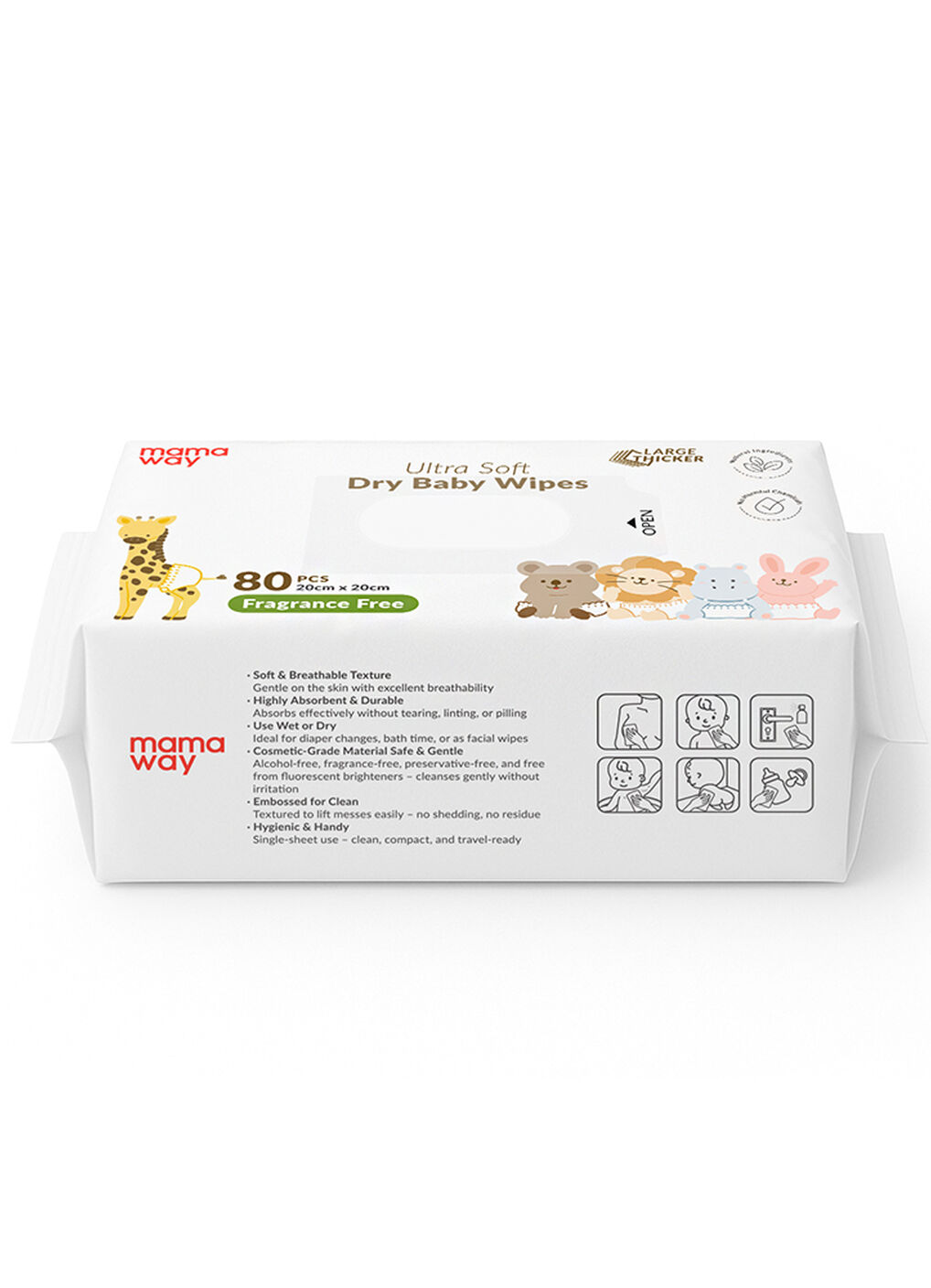 Ultra Soft Dry Baby Wipe (3PACKS X 80PCS), , hi-res image number 3