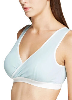 Antibacterial Crossover Sleeping & Nursing Bra With Cups, Light Blue, hi-res