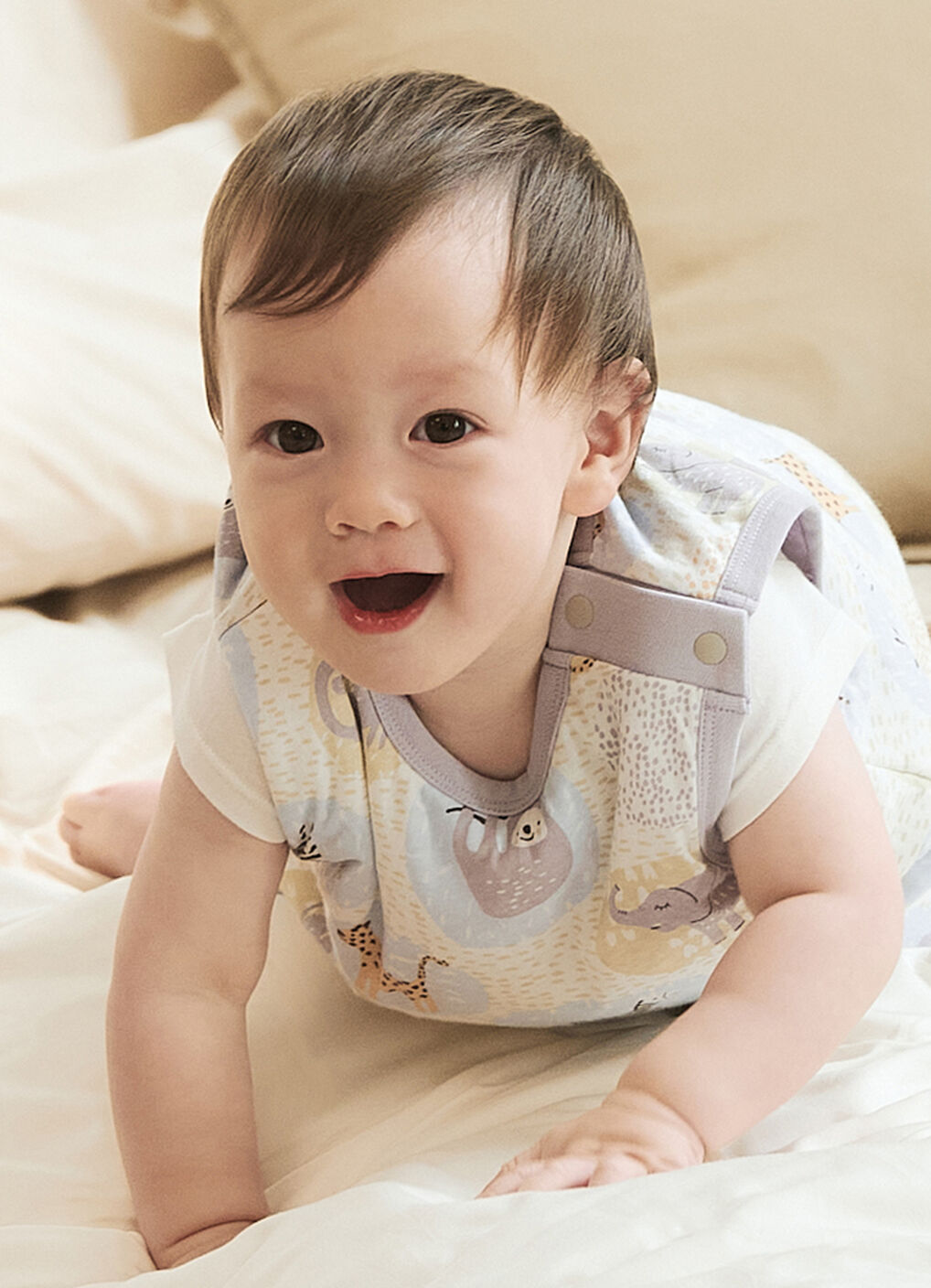Lightweight Optimum Temp. Sleep Suit-Animal Bubbles, Grey, hi-res image number 2