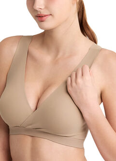 Ultra Silky Crossover Nursing Maternity Wireless Bra, Khaki, hi-res
