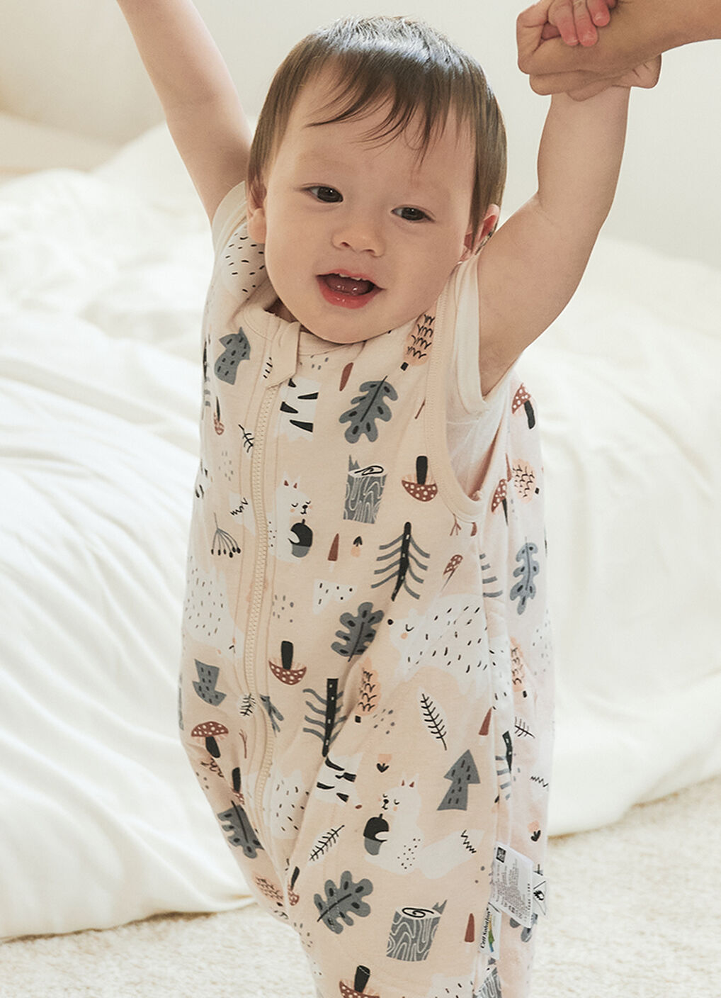 Lightweight Optimum Temp. Sleep Suit-Forest Family, Orange, hi-res image number 1
