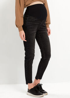 Asymmetric Hem Maternity Skinny Jeans, , hi-res