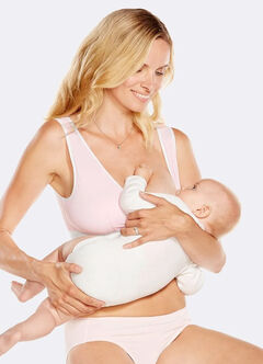 Antibacterial Crossover Sleeping & Nursing Bra With Cups, Pink, hi-res