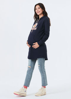 Raw Hem Maternity Ripped Jeans, , hi-res