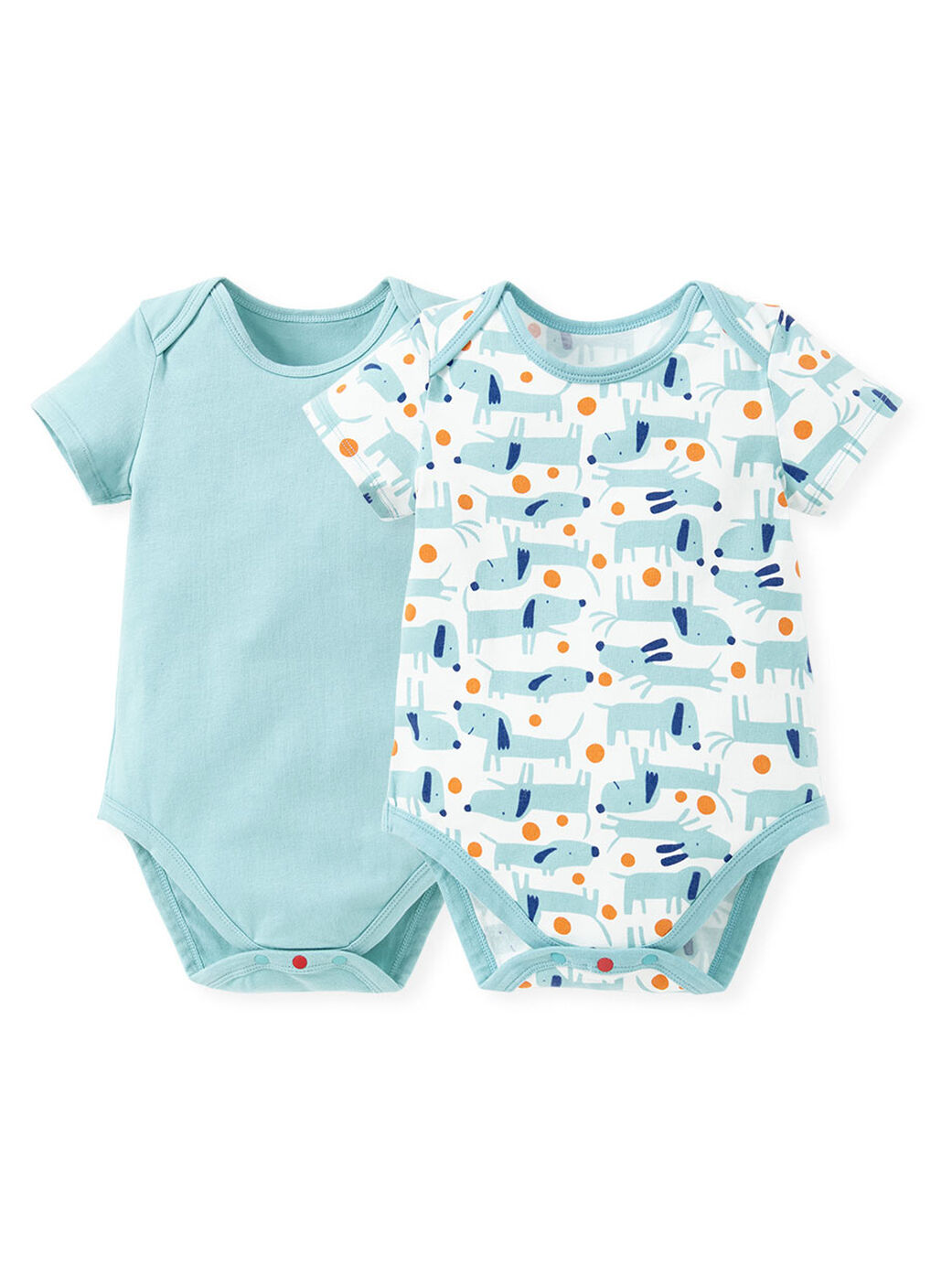 Puppy Baby Cotton Short Sleeve Bodysuit 2 Pack, , hi-res image number 0