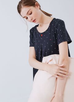 Mickey Dotty Maternity & Nursing Pyjama Dress, Navy, hi-res