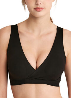 Ultra Silky Crossover Nursing Maternity Wireless Bra, Black, hi-res