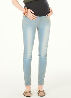 Maternity Stretch Skinny Jeans, Light Blue, hi-res