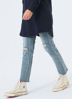 Raw Hem Maternity Ripped Jeans, , hi-res