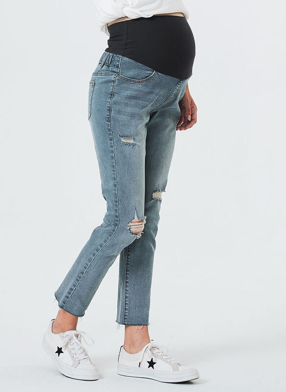 Raw Hem Maternity Ripped Jeans
