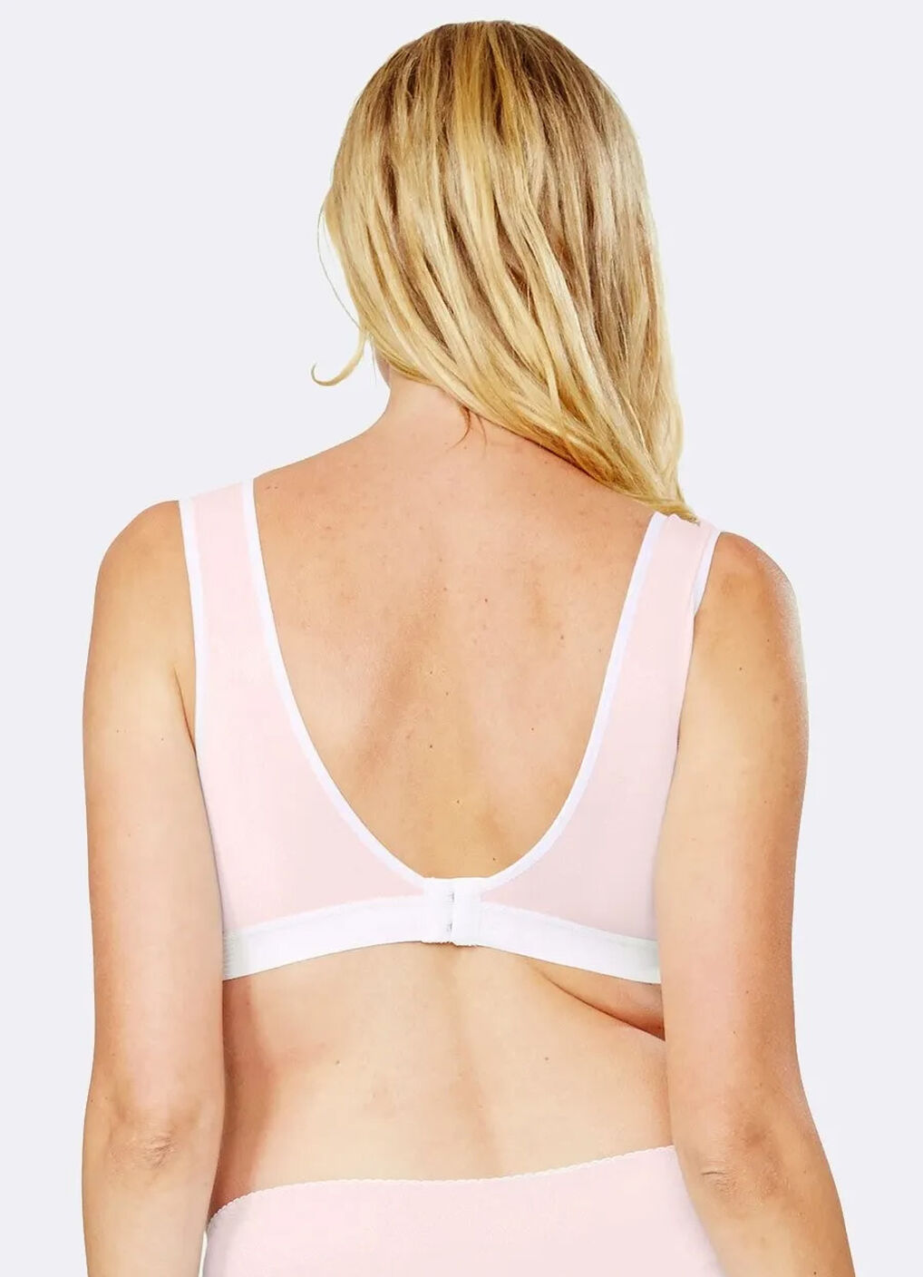 Antibacterial Crossover Sleeping & Nursing Bra With Cups, Pink, hi-res image number 3