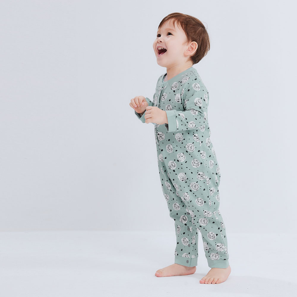 BABY Long Sleeve Jumpsuit-Little Cat and Dog